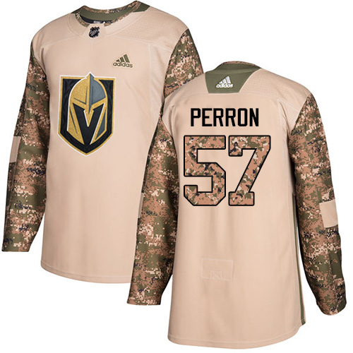 Adidas Golden Knights #57 David Perron Camo Authentic Veterans Day Stitched NHL Jersey - Click Image to Close
